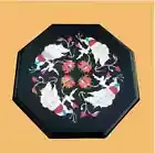 12" black Marble side corner Coffee Corner Center inlay Table Top antique Mosaic