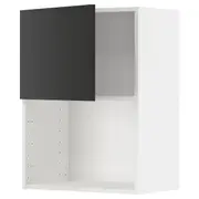 METOD wall cabinet for microwave oven, white/Nickebo matt anthracite, 60x37x80 cm
