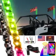 Key-on Lighted Whip Wire & 2PCS 4FT RGB Whip Lights For Can Am Kawasaki Polaris