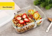SMARTLINK 3pcs Glass Container 500ml Divided - Heat Resistant - Lunch Box