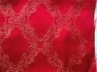 30 X 36″ SILK JACQUARD FABRIC REMNANT RED WITH METALLIC GOLD ARABESQUE PATTERN