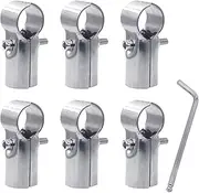 6 Sets of Panel T Clamps,Fine Pipe Connector Pipe Clamps,End Clamps,for "T" Clamps Into Pipe Fence Reinforcement (Applicable OD 1-3/8",32mm,Silver)