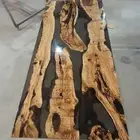 Custom Smokey Grey Epoxy Resin River Table, Solid Walnut Wood Dining Table Tops