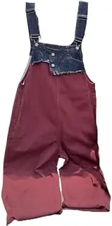 [YiKeGuiHuaShu] Denim Overalls for Women, Autumn Harem Pants, Loose Slimming Retro Pants