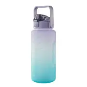 Large Capacity 2L Sports Water Bottle Straw Time Motivational Fitness Purple