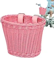 Kids Bike Basket Wicker Woven Scooter, Bike Basket, Children's Balance Bike, Front Handlebar Rattan Basket, Wicker Basket Front Cargo for Children