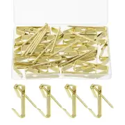 40 Pcs Picture Hangers, 100lb Picture Hooks(20 Hangers + 20 Nails), Gold