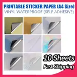 10 SHEETS PRINTABLE STICKER PAPER A4 SIZE FOR ALL INKJET PRI