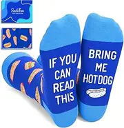 [sockfun] Unisex Beer Socks Wine Socks Coffee Socks Taco Socks for Women Men, If You Can Read This Non Slip Socks