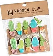 Cabilock 10Pcs Cactus Photo Clips Decorative Picture Clips for Memo and Photo Display for Home Decor and Craft Projects