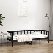 Day Bed Without Mattress Black 90x190 cm Solid Wood Pine,Beds & Bed Frames 17.74KG-814648