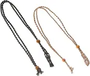[ERINGOGO] Djustable Decorative Necklace Holder Stone Agate 2pcs Hand-woven Necklace Ropes for Diy Craft