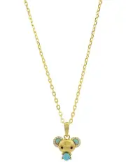 [Georgini] Glow Blue Created Opal Koala Pendant in Gold