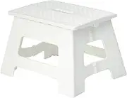 EHTNJOAE White Small Step Stool Foldable for Adults Outdoor&Indoor Use-Heavy Duty 200lbs, Lightweight-3 Second Quick Folding Stool Waterproof&No-Scratch Base for Camping Picnic Home and Travel