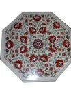 18" Marble Table Top Semi Precious Stones carnelian Inlay art pietradura