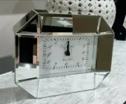 Silver Shiny Horizontal Doyle & Co Mirror Clock- Mantel Shelf Display Home Decor