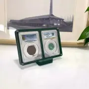 5 X 2 Slabs Green Color Display Frame Case Box with Stand For PCGS/ICG Holder