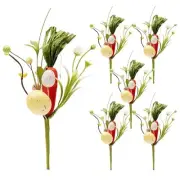 6Pcs of Artificial Easter Stems with Colorful Eggs and Carrots - Ideal for DIY