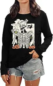 [tiorhooe] Halloween Jumper Women Halloween Skeleton Sweatshirt Funny Halloween Jumpers