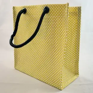 【Ts Shop】(小) 台灣製 尼龍包 編織包 編織袋 直條紋 皮革手把 手提袋 小提袋 便當袋 耐重包 便當袋 購物