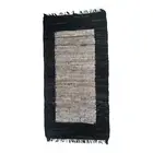 Leather Rug for fireplace, fire-resistant mat, BLACK RECTANGLE