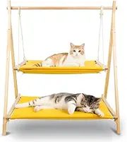 Cozioz Cat Swing Bed, Indoor Bunk Cat Hammock, Washable Elevated Pet Bed for Multiple Cats, 71 cm L x 57 cm W x 82 cm H