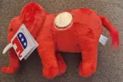 NEW Plush Republican Elephant with 1976 Eisenhower Dollar ©2008 Timeless Toys