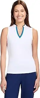 [IZOD] Women's Athletic Quick Dry V-Neck Sleeveless Polo Shirt