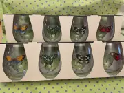 Portmeirion Botanic Garden HARMONY 19 oz Stemless Wine Glasses, Set of 8 NEW