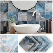 Wallpaper Paste The Paper Grey, 12Pcs Tile Stickers, 20 X 20 Cm, Marble Texture Self Adhesive Tiles, Bathroom Tile Stickers, Furniture Decoration, Kitchen
