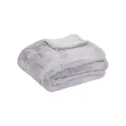 Tuscany Faux Sheep Wool Fur Throw Rug Silver 127 x 152cm Velvet Backing
