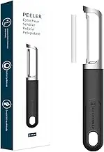 KITCHENDAO Swivel Vegetable Potato Peeler for Kitchen -Durable Japanese 420J2 Stainless Steel Sharp Dual Blade- Built-in Eye Remover, Ergonomic Soft-Touch Handle - Dishwasher Safe-Black