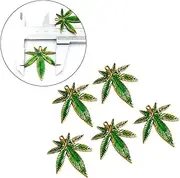 5Pcs Green Pot Leaf Weed Round Leaf Green Drop Oil Charms Pendant for Necklace