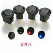 LED Round Switch LED Light On-Off Round Rocker Toggle Switch 5pcs DC 12V