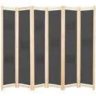 6-Panel Room Divider Grey 240x170x4 cm Fabric Privacy Screen Home Decor Pa 48178