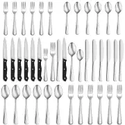 36-Piece Silverware Set with Steak Knives for 6, Food-Grade Stainless Steel U...