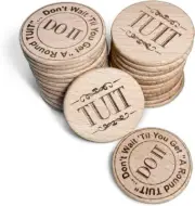 Trainers Warehouse Polished Wood Round TUIT Tokens (24/Set) | No Natural