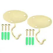 2Pcs 2.5" x 2.8" Ceiling Hook Wall Mounted Hanger Hooks Gold Tone