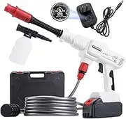 Cordless Pressure Washer, 1000PSI Brushless Portable Power Washer with Rechargeable 4.0Ah Battery Powered, Motor 3 Speed and 0~60° Spray Adjustable, Handheld Car Washer for Patio and Garden (White)