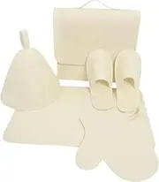 Beatifufu Thick Felt Sauna Hat Set Gloves Slippers Storage Bag Sauna Gloves Bath Hat