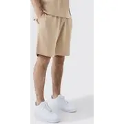 Mens Stone Relaxed Mid Length Waffle Short