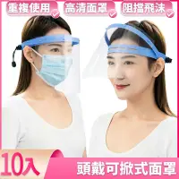 在飛比找Yahoo奇摩購物中心優惠-I.Dear-成人防飛沫噴濺專用頭戴式全臉透明防疫面罩檔板(