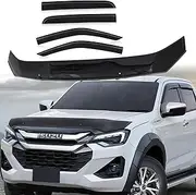 SUERAUTO4X4 Bonnet Protector Weather Shield Guard for Isuzu DMAX D-MAX Accessories 05/2024-Onwards Facelift, Tinted Black Bonnet Hood Stone Guard Weathershields Wind Deflectors Window Visor