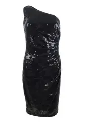 Calvin Klein Jeans Women's Sequin One-Shoulder Dress (2, Black)