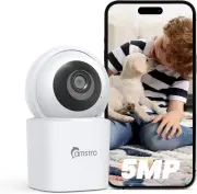 3K Security Camera Indoor,360° WiFi for Home 5G, white
