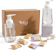 Tirtyl Hand Soap Duo Kit - 2 Glass Foaming Dispensers + Storage Tin + 6 Tablet Refills - Compostable Packaging - Variety Fragrances - 1.5L total (makes 6x 250ml bottles of soap)