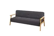 Sarantino 3 Seater Linen Fabric Wood Sofa Bed Lounge Couch Dark Grey