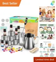 Gift-Ready Candle Making Kit with Natural Wax & Colorful Dyes - 10 Tools Inside