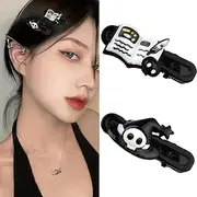 [Sisadodo] Wizard Hat Hair Clip Barrettes for Women Girls Duckbill Hair Clips Black for Halloween Cosplay Costume Magic Book Skull Skeleton Hair Clips for Halloween Costume Accessories 2Pcs