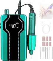 40000rpm Electric Nail Drill File Professional, LCD Smart Display, With Memory Function, Efficient Heat Dissipation, 6 Pieces Nail Drill Bits, Forward And Reverse Adjustable,Green